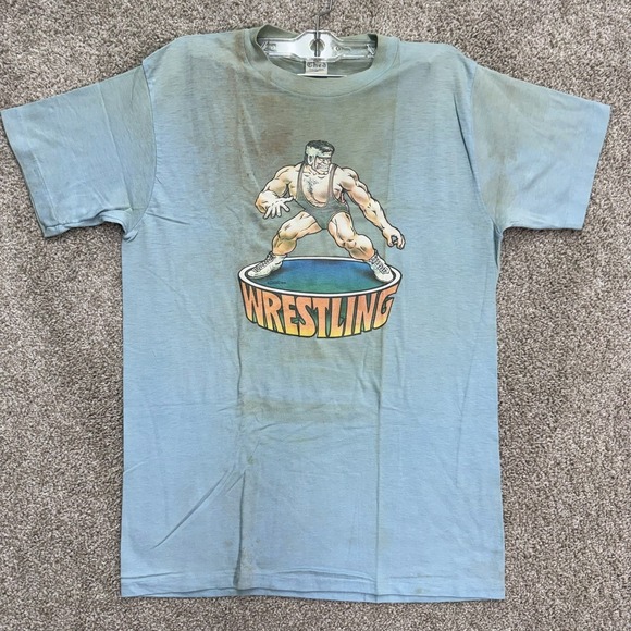 Ched Other - Ched T-Shirt Mens Large Light Blue 1978 Roach Wrestling Graphic Single Stitch
